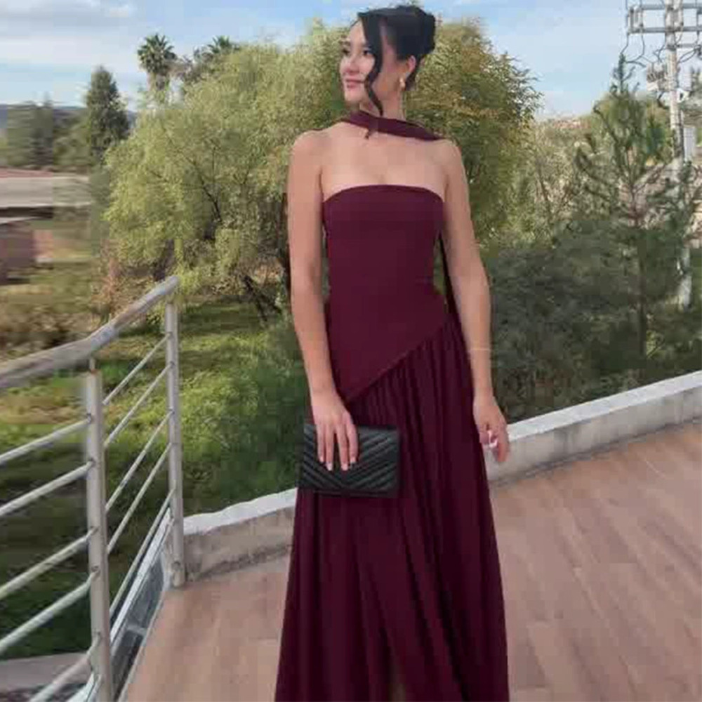 Forever 21 Summer Burgundy Strapless Ribbon Patchwork Dress
